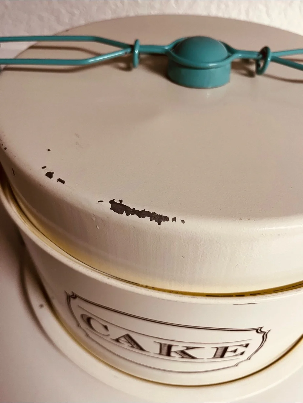 Vintage-Inspired Cream Cake/Pie Carrier with Teal Handle